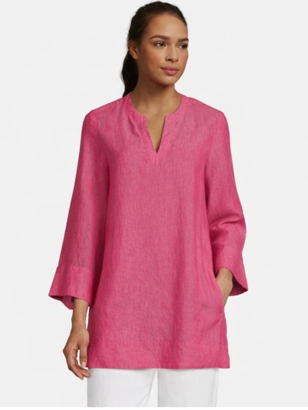 Beautiful pink linen tunic top size XXL 2X like new